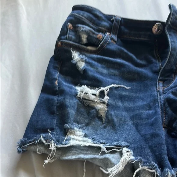 American Eagle Outfitters Blue Distressed Jean Shorts - Picture 4 of 6